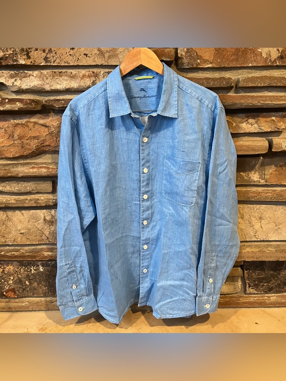 Tommy Bahama 100% Linen Blue Button-Up Shirt